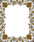 Golden Art Nouveau Floral Border Rug