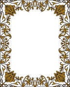 Golden Art Nouveau Floral Border Rug