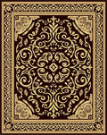 Ornate Golden Swirl Floral Border Rug