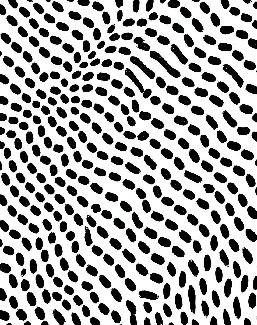 Black White Dotted Organic Wave Rug