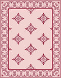 Deep Rose Medallion Square Border Rug
