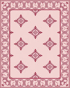 Deep Rose Medallion Square Border Rug