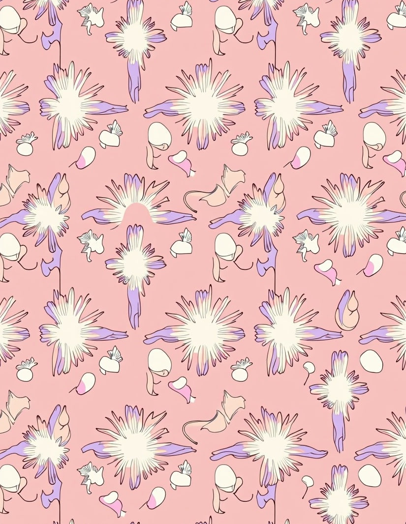 Pastel Pink Artistic Floral Burst Rug
