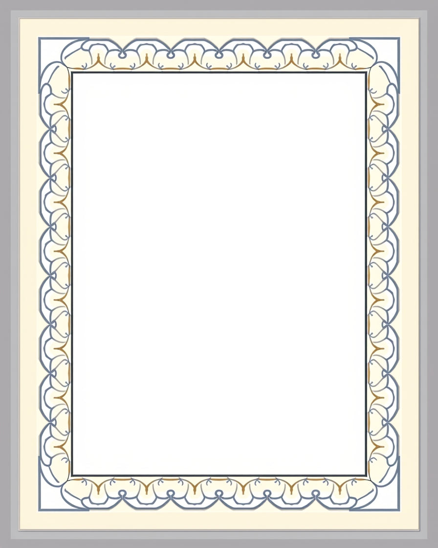 Cream Blue Gold Ornate Border Rug