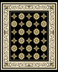 Elegant Black Gold Bloom Scroll Rug