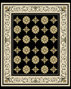 Elegant Black Gold Bloom Scroll Rug