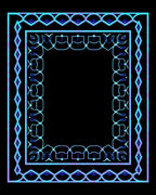 Cool Blue Geometric Frame Rug