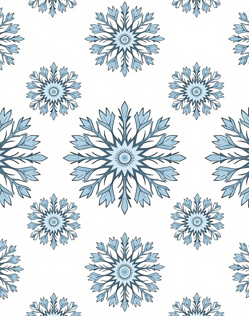 Winter Blue Snowflake Medallion Burst Rug