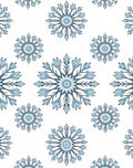 Winter Blue Snowflake Medallion Burst Rug