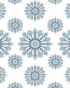 Winter Blue Snowflake Medallion Burst Rug