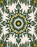 Dark Green Golden Starburst Mandala Rug