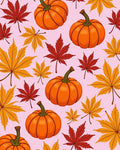 Autumn Pumpkins Scattered Maple Leaves Rug