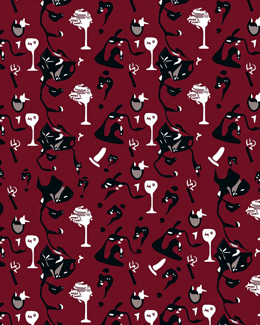 Crimson Organic Abstract Forms Rug