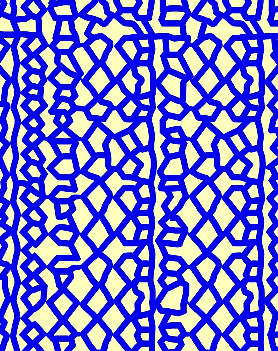 Electric Blue Lattice Geometric Rug