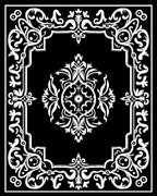Classic Black White Ornate Frame Rug