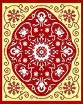 Crimson Swirling Snowflake Mandala Rug