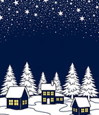 Midnight Sky Starry Village Scene Rug