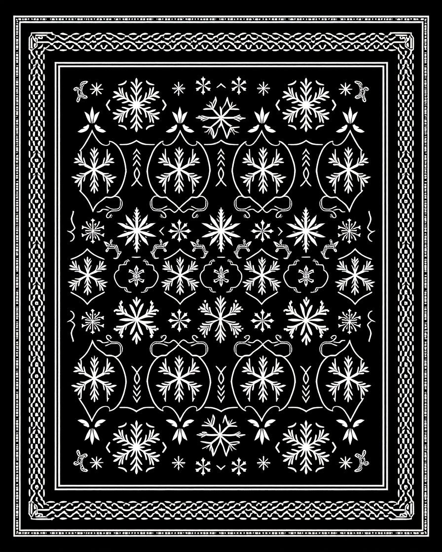Black White Intricate Snowflake Rug