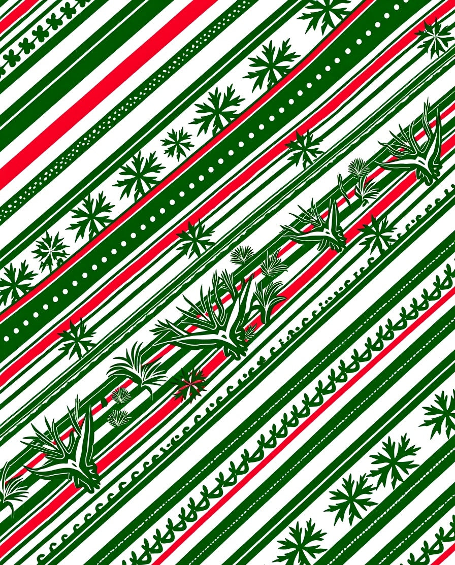 Diagonal Green Red White Nature Stripes Rug