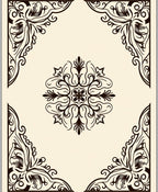 Cream Scrolled Floral Corner Medallion Rug