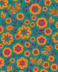Retro Orange Pink Floral Medallion Rug