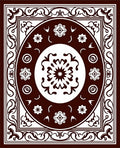 Deep Red Floral Medallion Border Rug