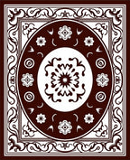 Deep Red Floral Medallion Border Rug