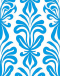 Bright Blue Floral Swirls Rug