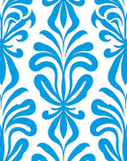 Bright Blue Floral Swirls Rug