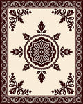 Dark Brown Elegant Floral Medallion Border Rug