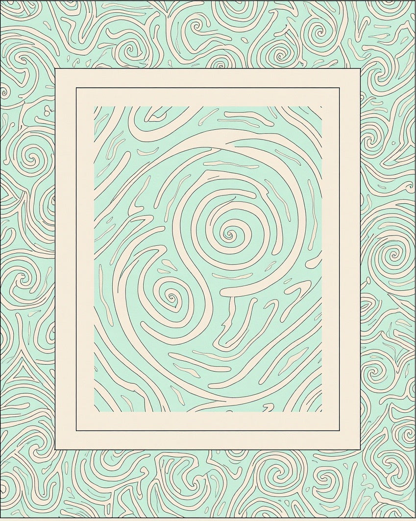 Aqua Cream Swirl Abstract Rug