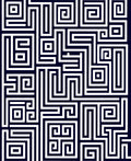 Indigo White Geometric Maze Rug