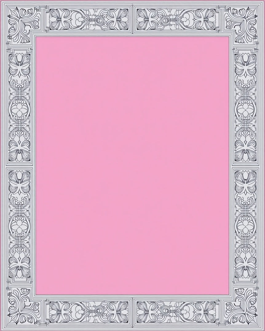 Elegant Pink Floral Art Nouveau Frame Rug