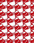 Red White Abstract Bird Silhouette Rug