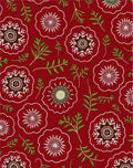 Crimson Floral Medallion Foliage Rug