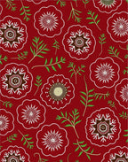 Crimson Floral Medallion Foliage Rug