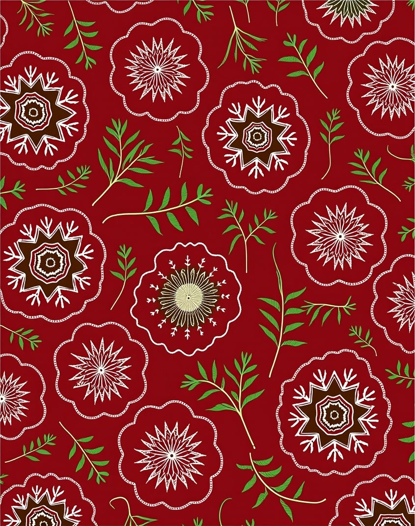 Crimson Floral Medallion Foliage Rug