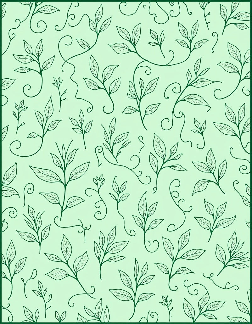 Light Green Botanical Leaf Vines Rug