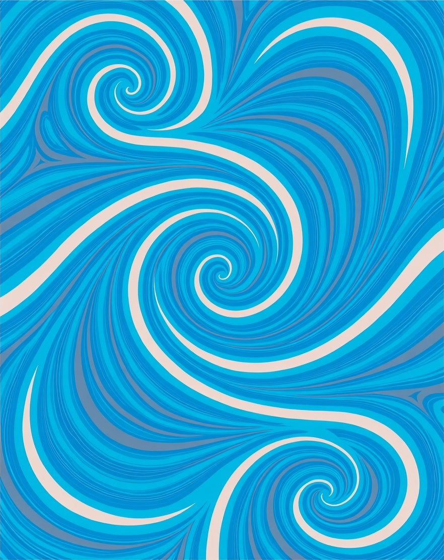 Cool Blue Swirl Abstract Ocean Rug