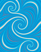 Cool Blue Swirl Abstract Ocean Rug