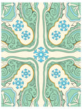 Art Nouveau Aqua Snowflake Medallion Rug