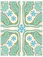 Art Nouveau Aqua Snowflake Medallion Rug