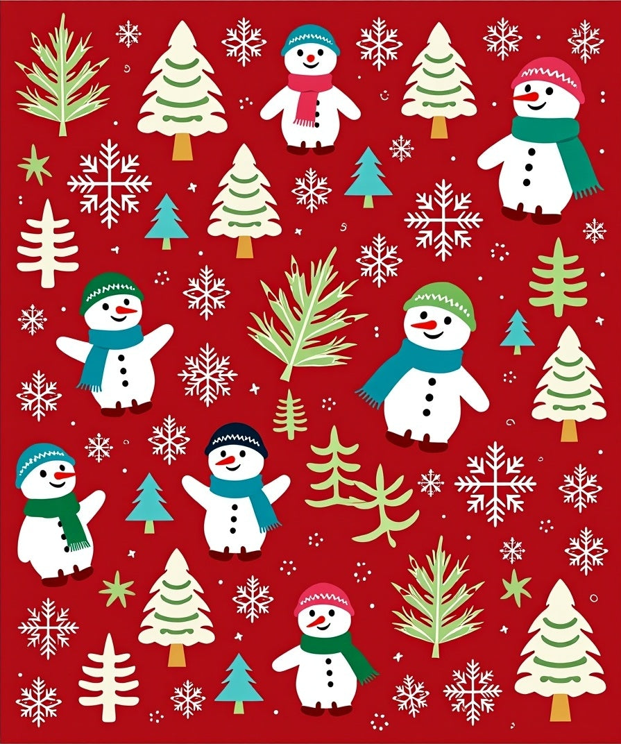 Festive Snowman And Pinecone Celebration Rug