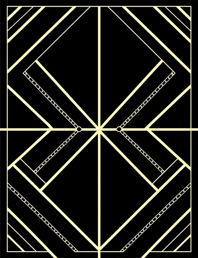 Art Deco Black Geometric Rays Rug