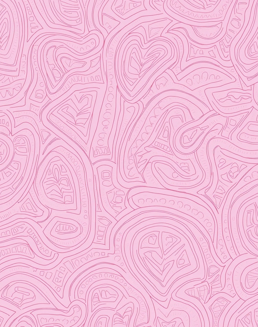 Pink Whimsical Organic Line Art Rug