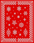 Crimson White Snowflake Winter Border Rug