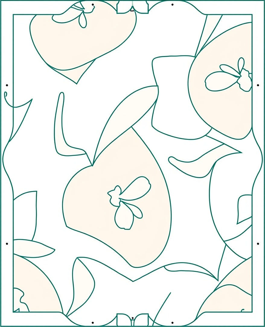 Cream Floral Outline Art Rug