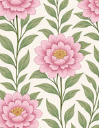 Pink Blooming Floral Leafy Branches Rug