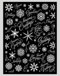 White Snowflakes Greetings Calligraphy Rug