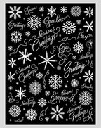 White Snowflakes Greetings Calligraphy Rug